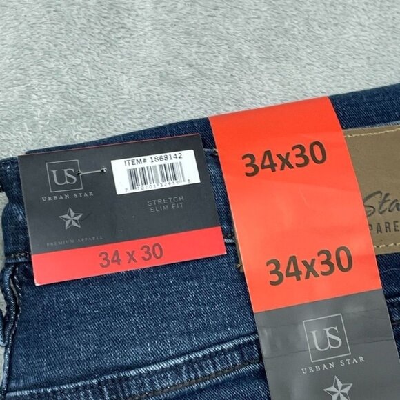 Urban Star Mens Stretch Slim Fit Jeans 34x30 Blue Denim a0659 - Picture 5 of 8